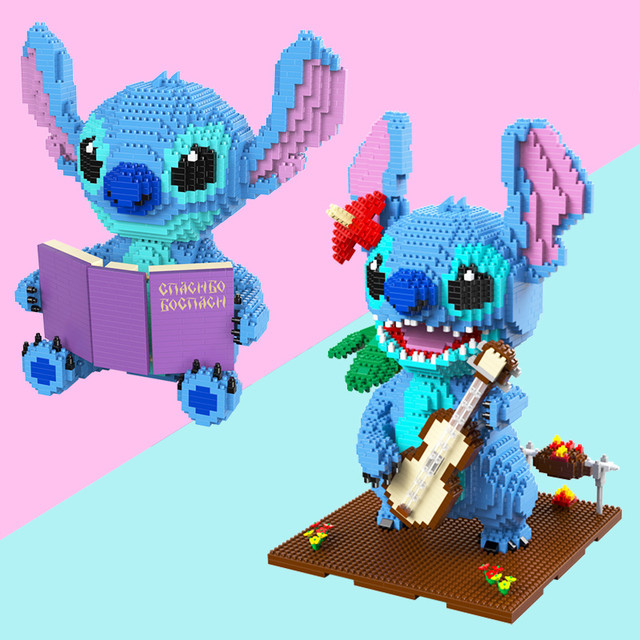 Best-selling Stitch Building Blocks Guitar Holding Book Stitch Assemble  Model Adult Children's Educational Decompression Toys - AliExpress